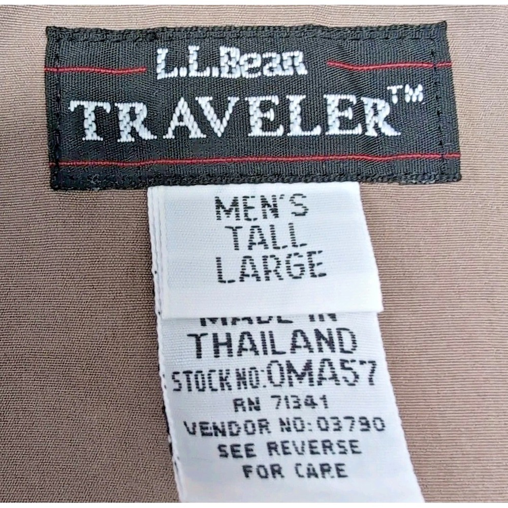 LL Bean Traveler Jacket Mens LT Large Tall Brown Lightweight Field 6 Pocket READ - Picture 8 of 15